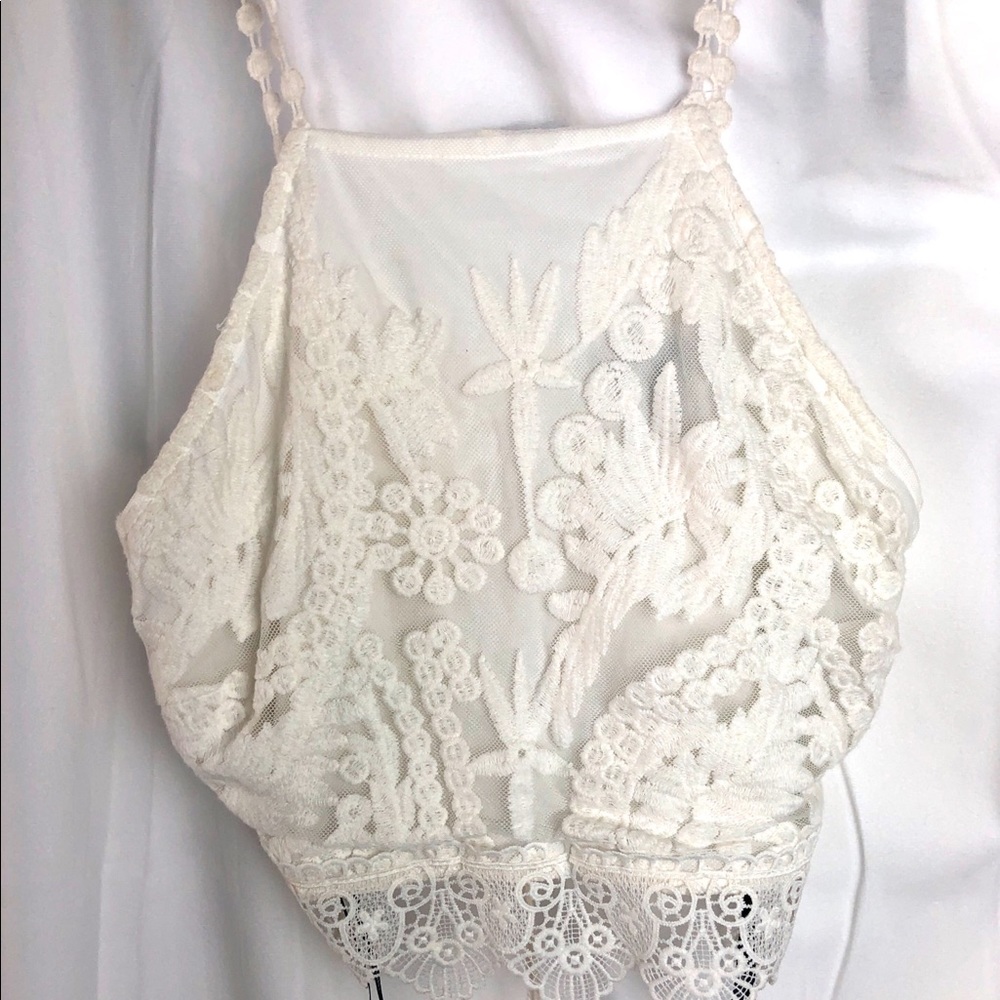 Angelic Lace Creme White Crop Top